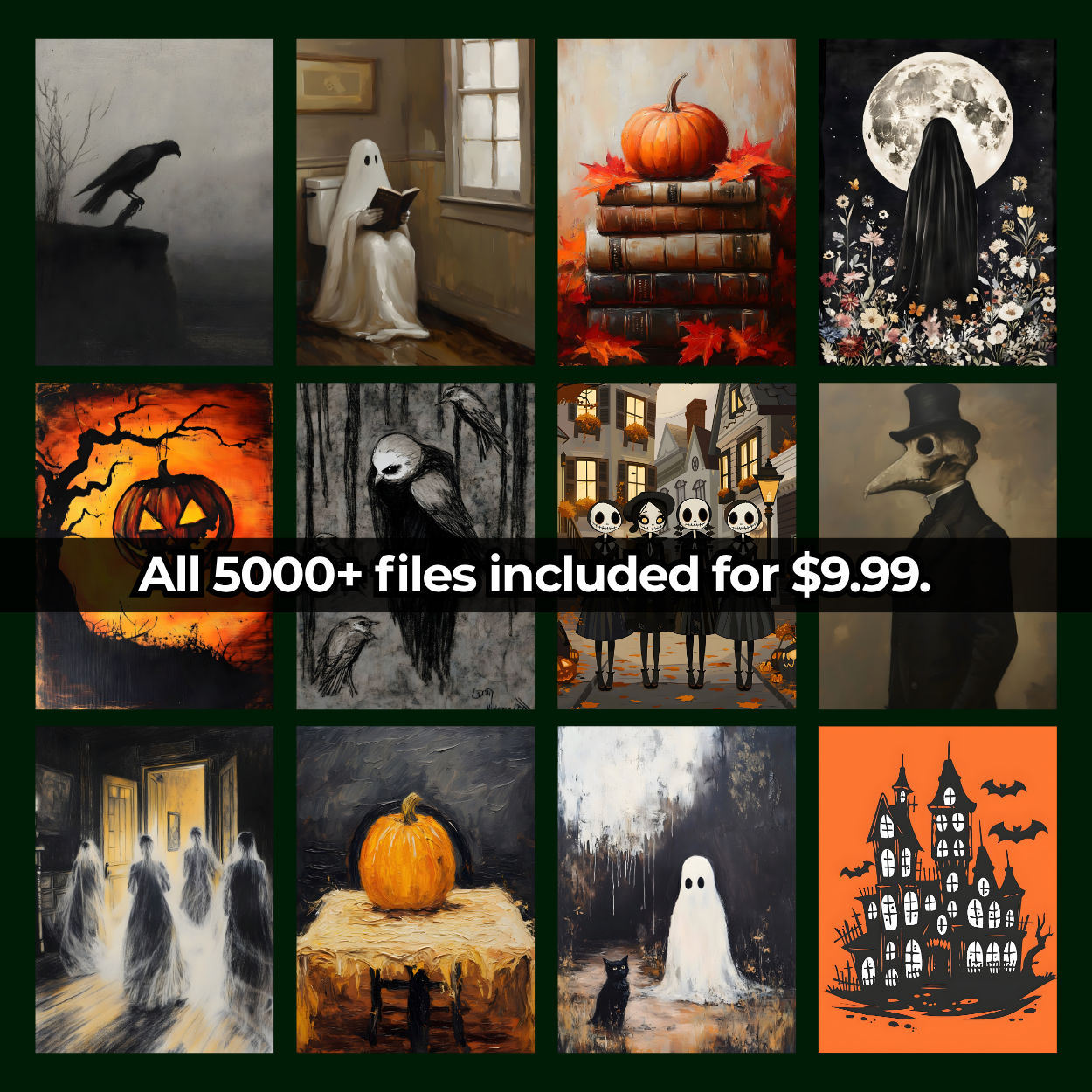 5,000 Halloween Wall Art Prints Bundle