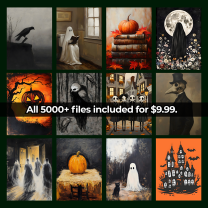 5,000 Halloween Wall Art Prints Bundle